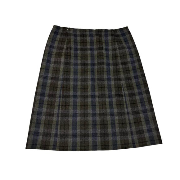 Prada Plaid Wool/Angora Straight Skirt,  Size 44 Italy, Gray, Blue, Brown - Picture 5 of 14